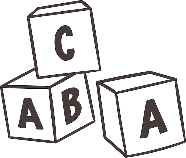 Línea de dibujo ABC Cubos Juguetes