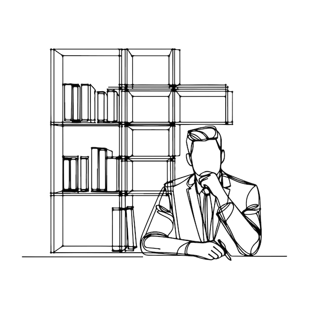 Una línea de dibujo continuo de organizador de cubos en un estante minimalista