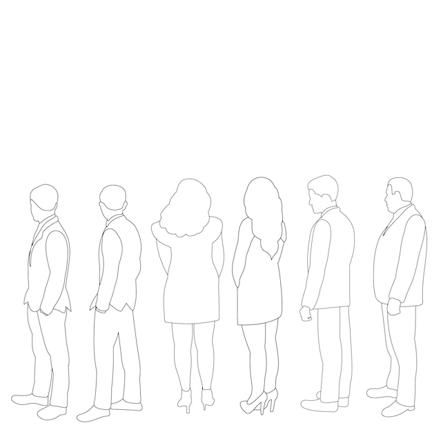 Línea de dibujo de contorno aislado vectorial de personas
