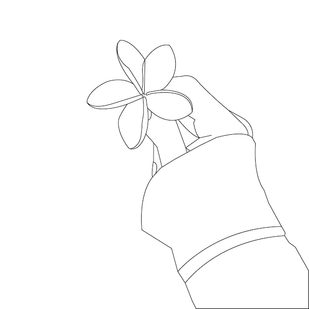 una línea de dibujo a mano con flor