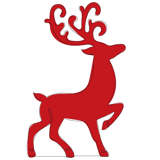 Una línea de dibujo vectorial aislado de ciervo rojo
