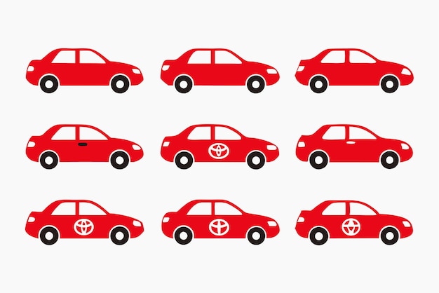 una línea de diferentes coches con un logotipo que dice taxi