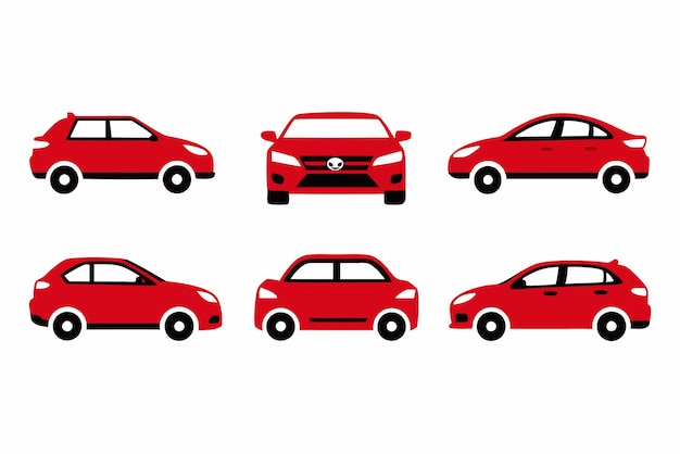 una línea de diferentes coches con uno que dice coche en él