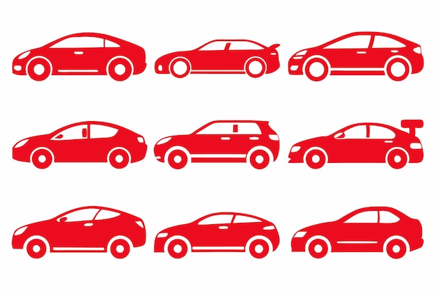 una línea de diferentes coches con el rojo en la parte inferior