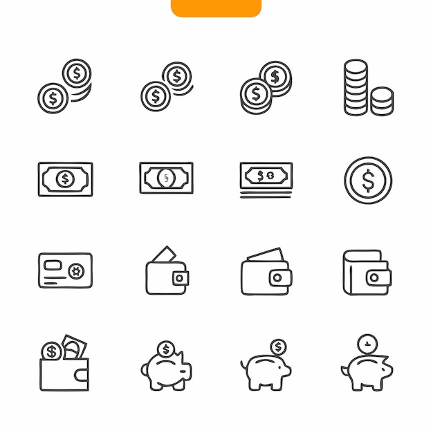 una línea de diferentes iconos, incluido uno que dice 5