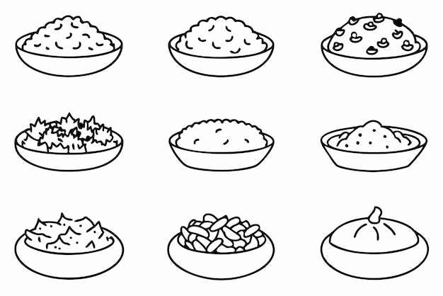 una línea de diferentes platos de comida