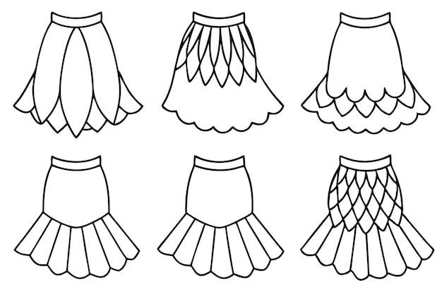 una línea de diferentes vestidos con diferentes diseños