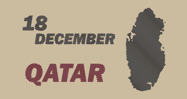Línea de diseño de muestra de forma de cuadrícula de mapa de rayas de país de Qatar