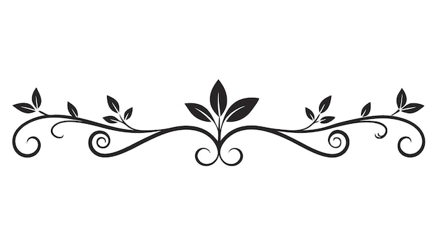 Línea divisoria decorativa de motivo floral simétrico con filigrana ornamental y borde floral abstracto