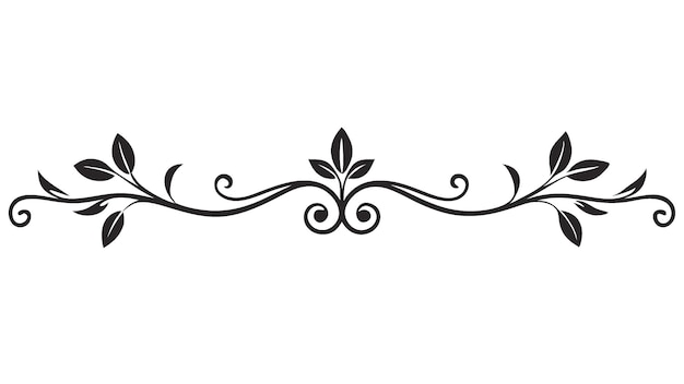 Línea divisoria decorativa de motivo floral simétrico con filigrana ornamental y borde floral abstracto