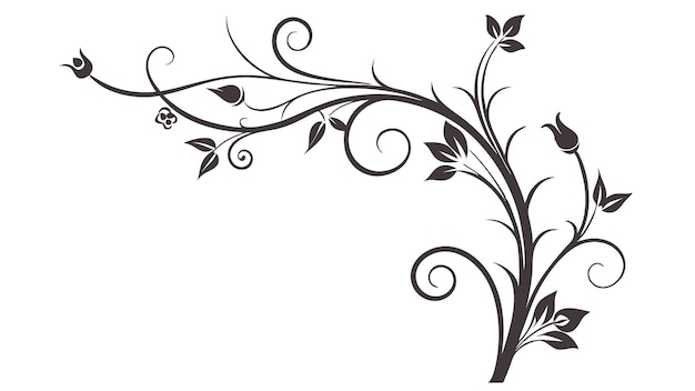 Línea divisoria decorativa simétrica Frontera ornamental Motivo floral Abstracto Floreciente Elementos filigranados