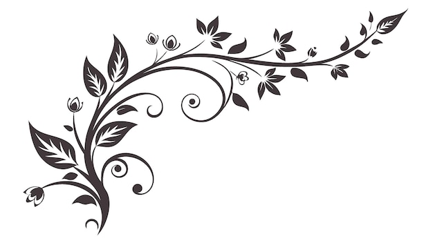 Línea divisoria decorativa simétrica Frontera ornamental Motivo floral Abstracto Floreciente Elementos filigranados