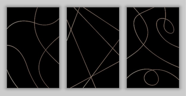 Línea dorada abstracta en fondo negro