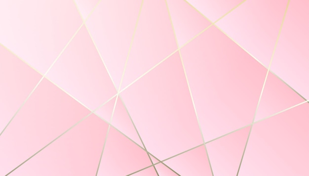 Línea dorada de lujo poligonal abstracta con fondo rosa