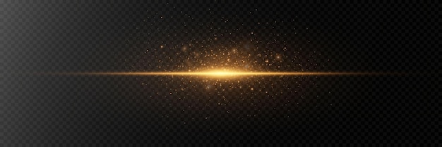Línea dorada de luz partículas de brillo mágico de chispas de luz línea brillante con un resplandor de luz