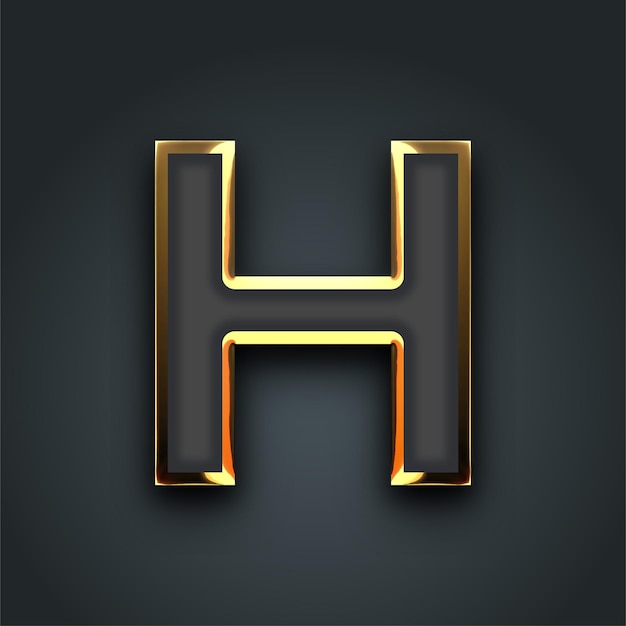 Línea dorada Vector Icon de la letra H en fondo oscuro