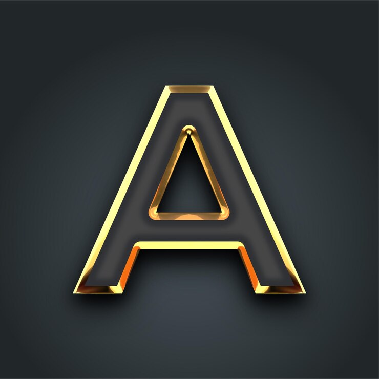 Vector línea dorada vector letra un icono en fondo oscuro