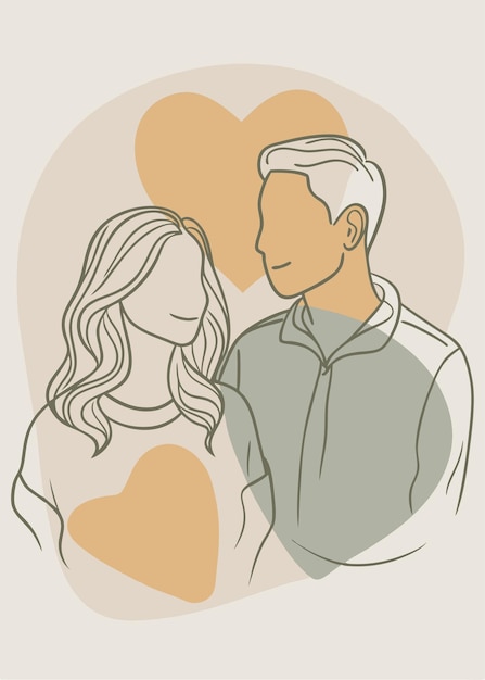 Una línea dos bocetos de amor dibujo abstracto mínimo