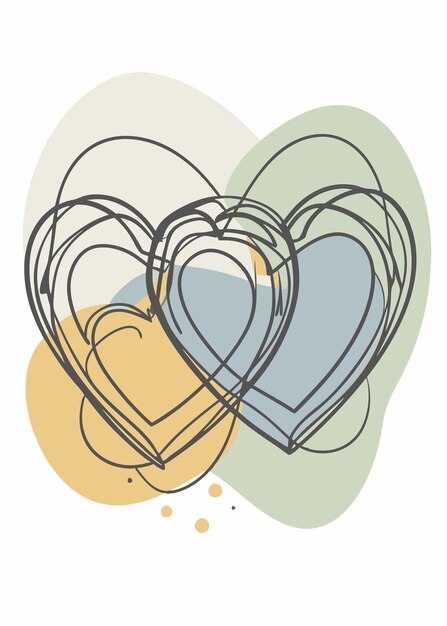 Una línea dos bocetos de amor dibujo abstracto mínimo