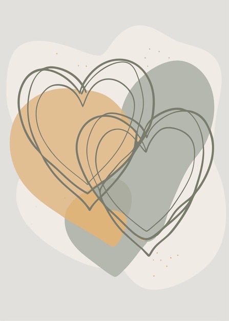 Una línea dos bocetos de amor dibujo abstracto mínimo