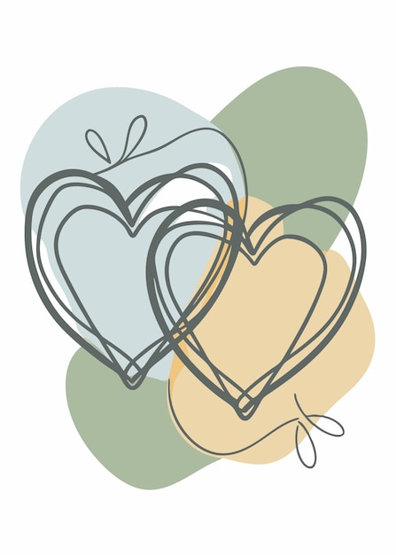 Una línea dos bocetos de amor dibujo abstracto mínimo