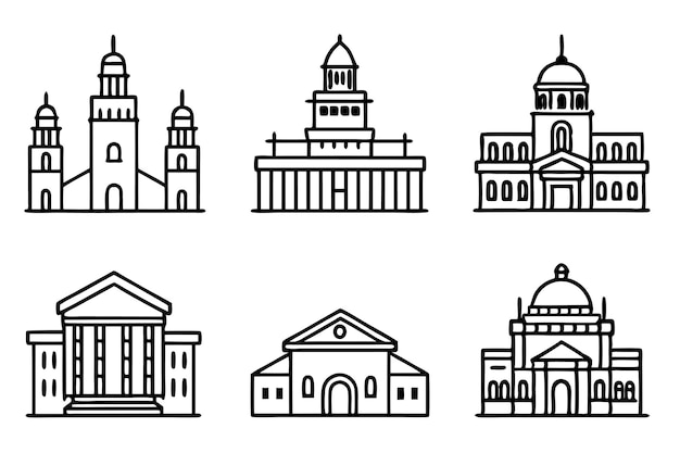 una línea de edificios con la capital de la ciudad en el fondo