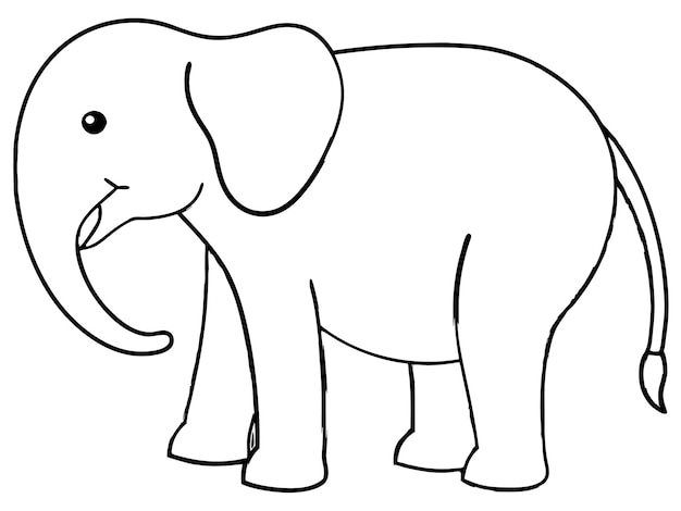 Línea de elefante Art animal kawaii lindo dibujado vectorial ilustración aislado fondo blanco