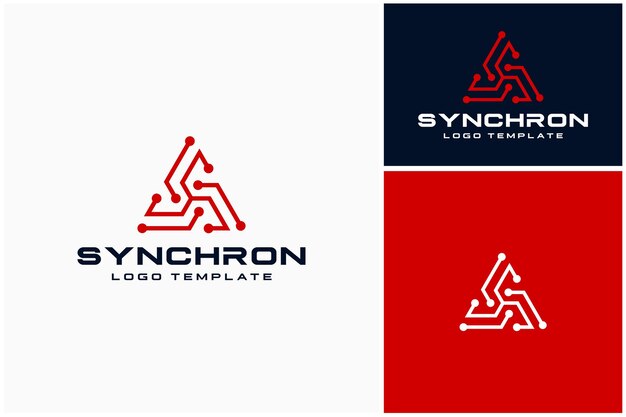 Línea de enlace de circuito de forma de triángulo futurista para diseño de logotipo de tecnología de tecnología de robot digital