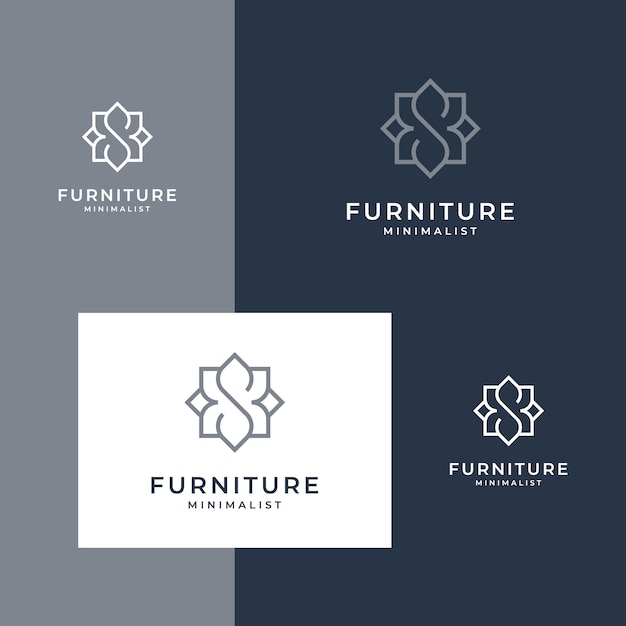 Línea de estilo de diseño de logotipo de muebles minimalistas.