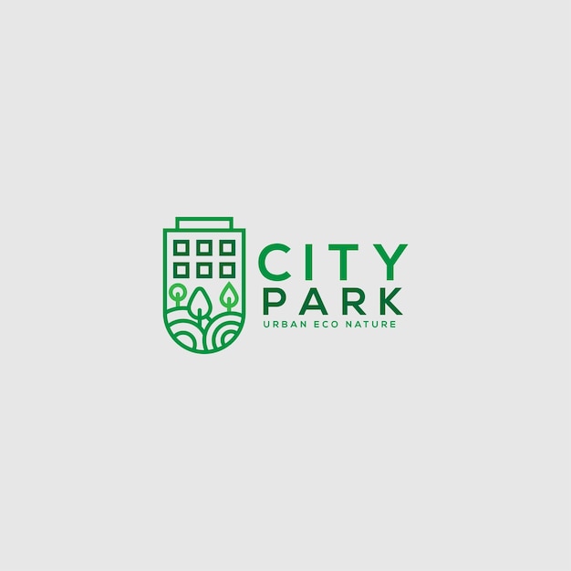 Línea de estilo de diseño de logotipo de parque de ciudad creativa simple y contorno negocio de inspiración de logotipo de ecologización de ciudad