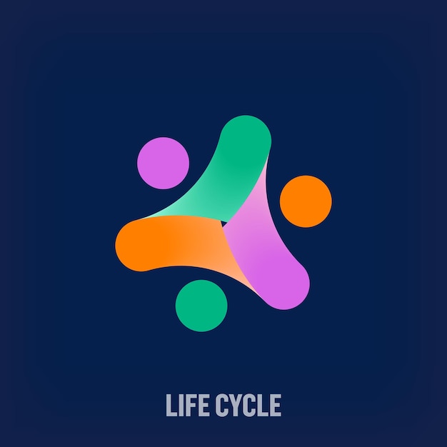 Línea de familia creativa y logotipo de línea de ciclo de vida Transiciones de colores de diseño único Desarrollo