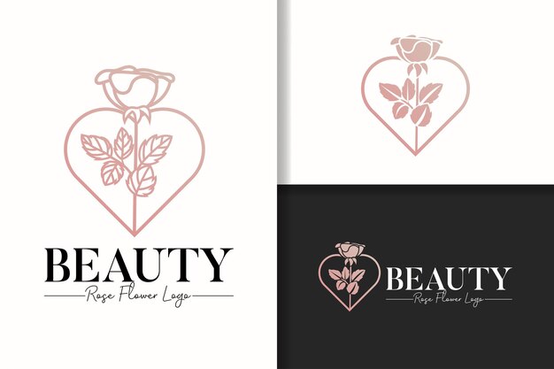 Línea femenina arte logo amor y rosas.