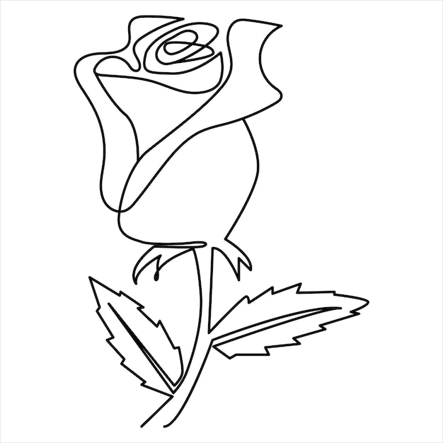 Una línea Flor de rosa Minimalismo Dibujo Ilustración vectorial Diseño de arte floral
