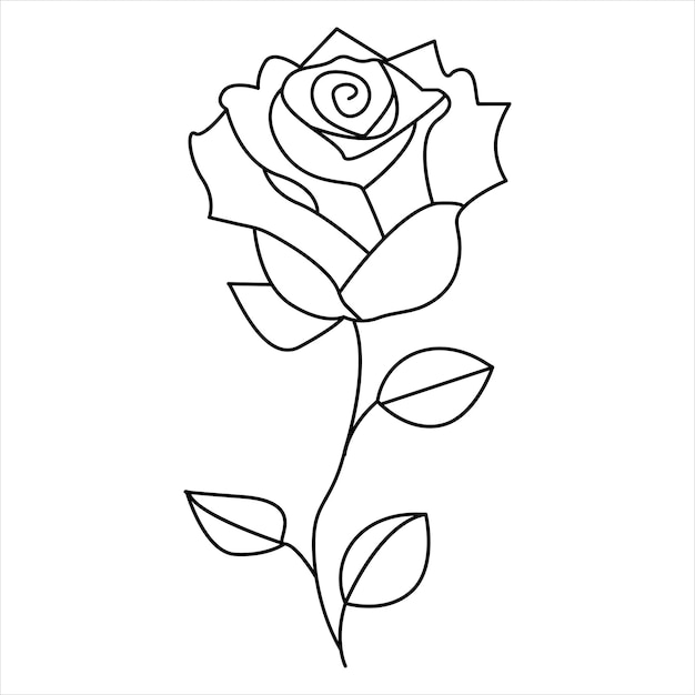 Una línea Flor de rosa Minimalismo Dibujo Ilustración vectorial Diseño de arte floral