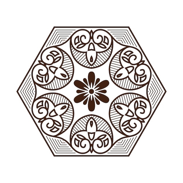 Línea floral ornamento henna círculo decorativo tatuaje patrón mandala diseño