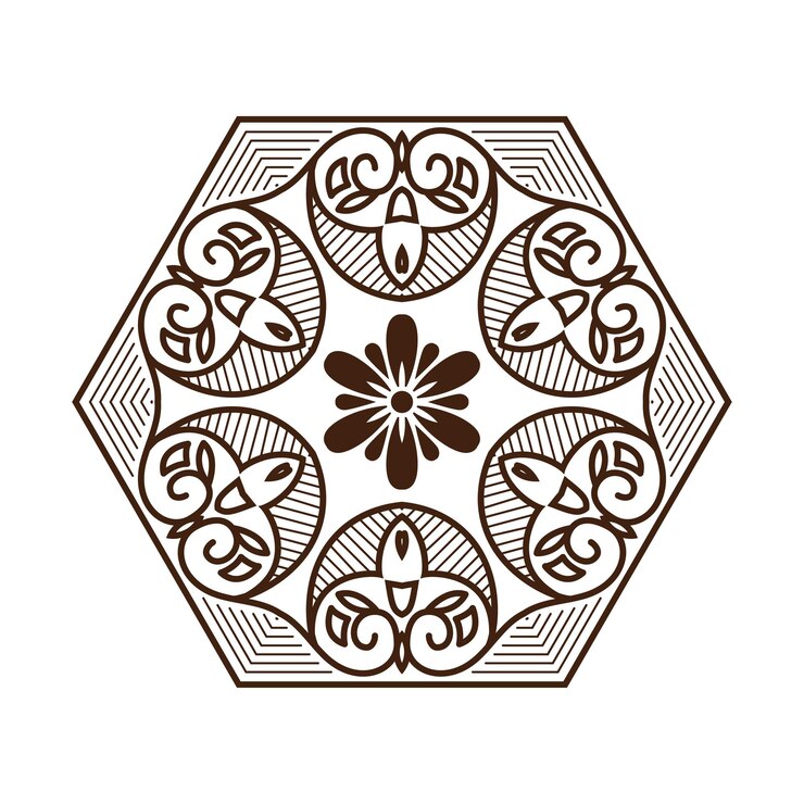 Línea floral ornamento henna círculo decorativo tatuaje patrón mandala diseño