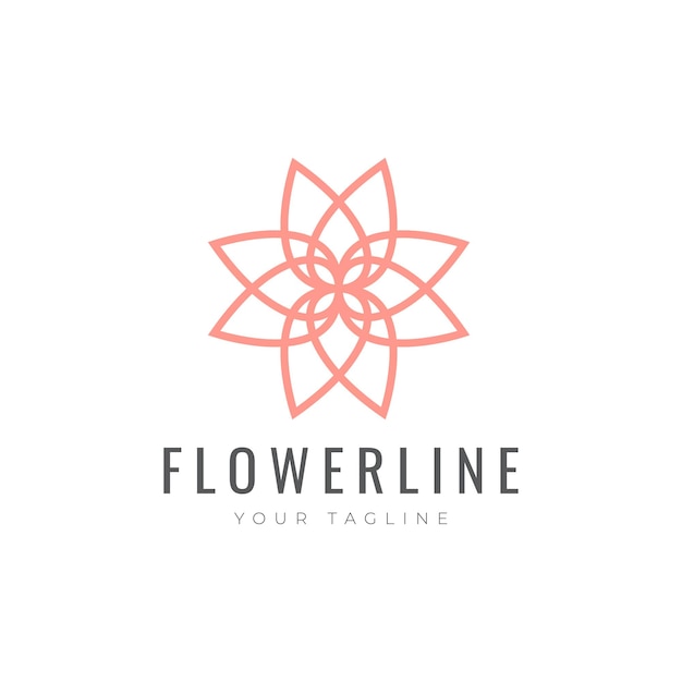 Línea de flores de belleza diseño minimalista de loto.