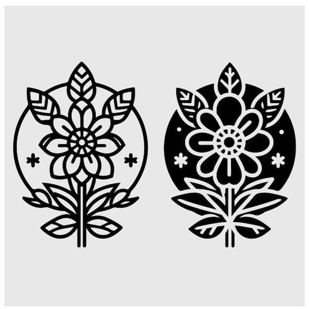 Línea de flores e icono sólido concepto del festival chino de mediados de otoño hermoso signo de planta en blanco