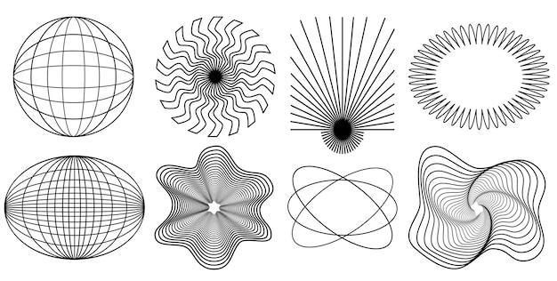 Línea futurista arte geometría forma retro elementos abstractos