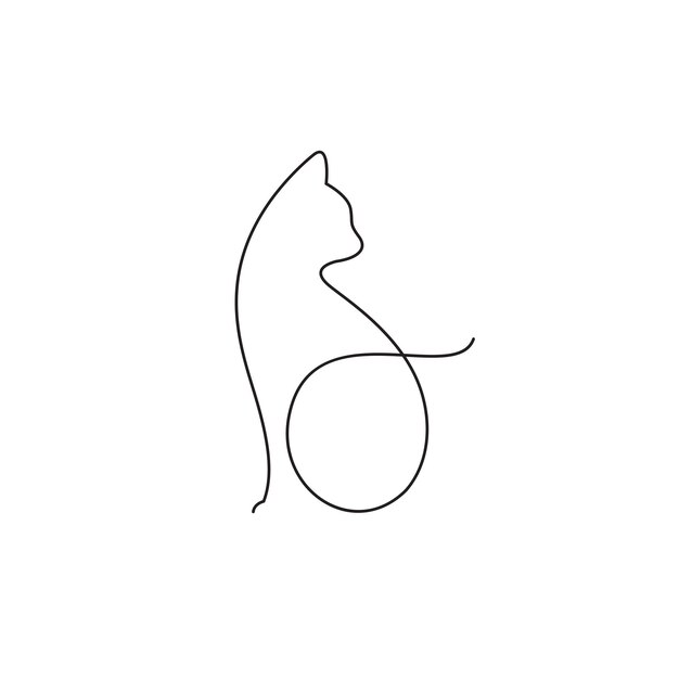 línea de gato diseño de logotipo minimalista vector gráfico