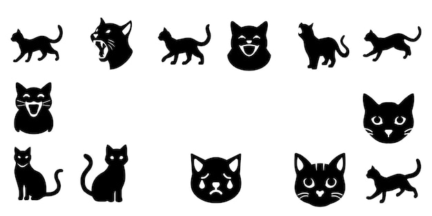 una línea de gatos con caras dibujadas en ellos
