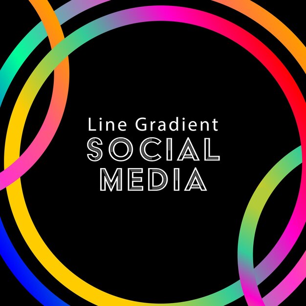 Línea de gradiente plantilla de redes sociales diseño de estilo moderno colorido en el círculo