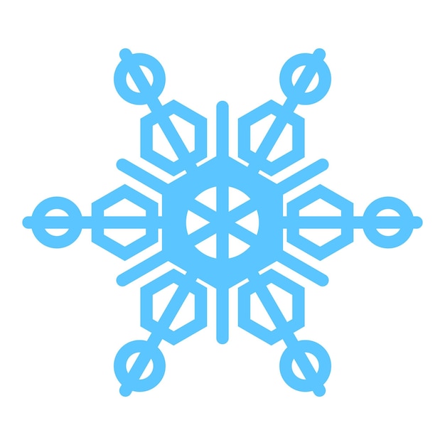 Vector línea gruesa congelar copo de nieve elemento de la decoración del festival de invierno nieve de invierno milagro de navidad símbolo azul icona vectorial de forma simple a mano libre aislada sobre fondo blanco