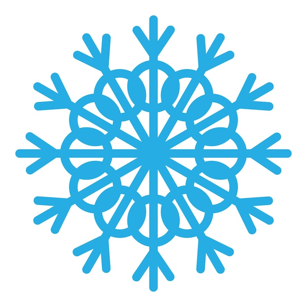 Línea gruesa congelar copo de nieve elemento de la decoración del festival de invierno nieve de invierno milagro de Navidad símbolo azul icona vectorial de forma simple a mano libre aislada sobre fondo blanco