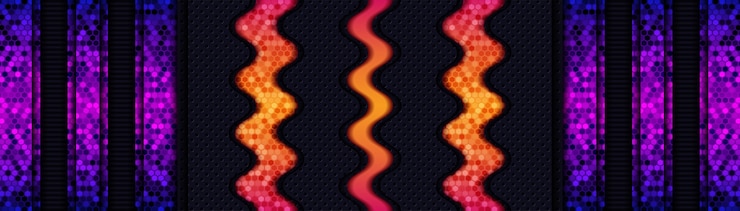 Vector línea hexagonal de luz abstracta en fondo oscuro
