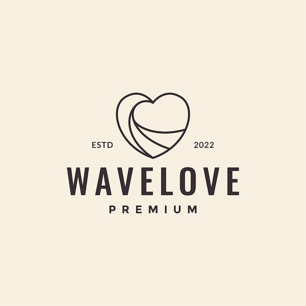 Línea hipster amor con onda logo diseño vector gráfico símbolo icono ilustración idea creativa