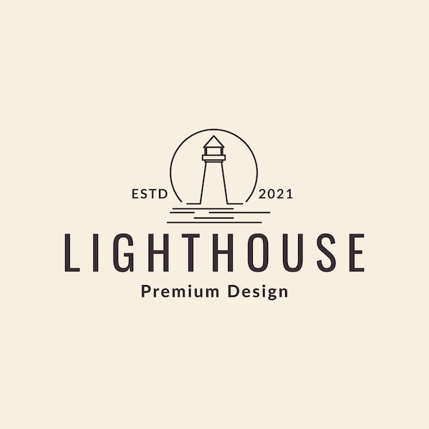 Línea hipster faro logo diseño vector gráfico símbolo icono ilustración idea creativa