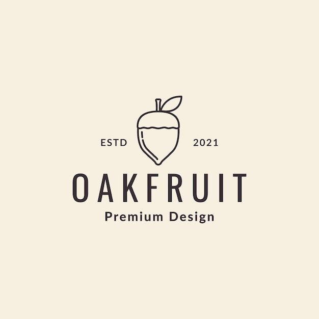 Línea hipster robles fruta logo símbolo icono vector gráfico diseño ilustración idea creativa