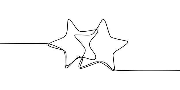 Línea de icono de estrella vector de dibujo continuo Fondo de vector de icono de estrella de una línea Icono de estrella Contorno continuo de un icono de estrella