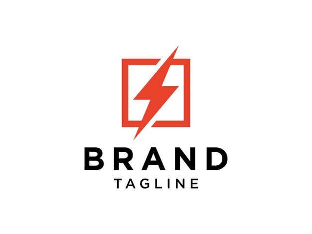Línea con icono de flash de espacio negativo Logotipo de electricidad Thunder Bolt.
